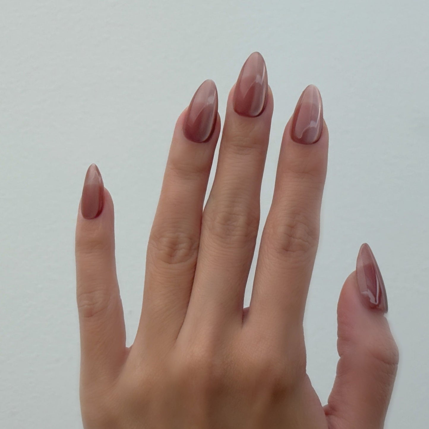 cat eye nails, pink rose coral color