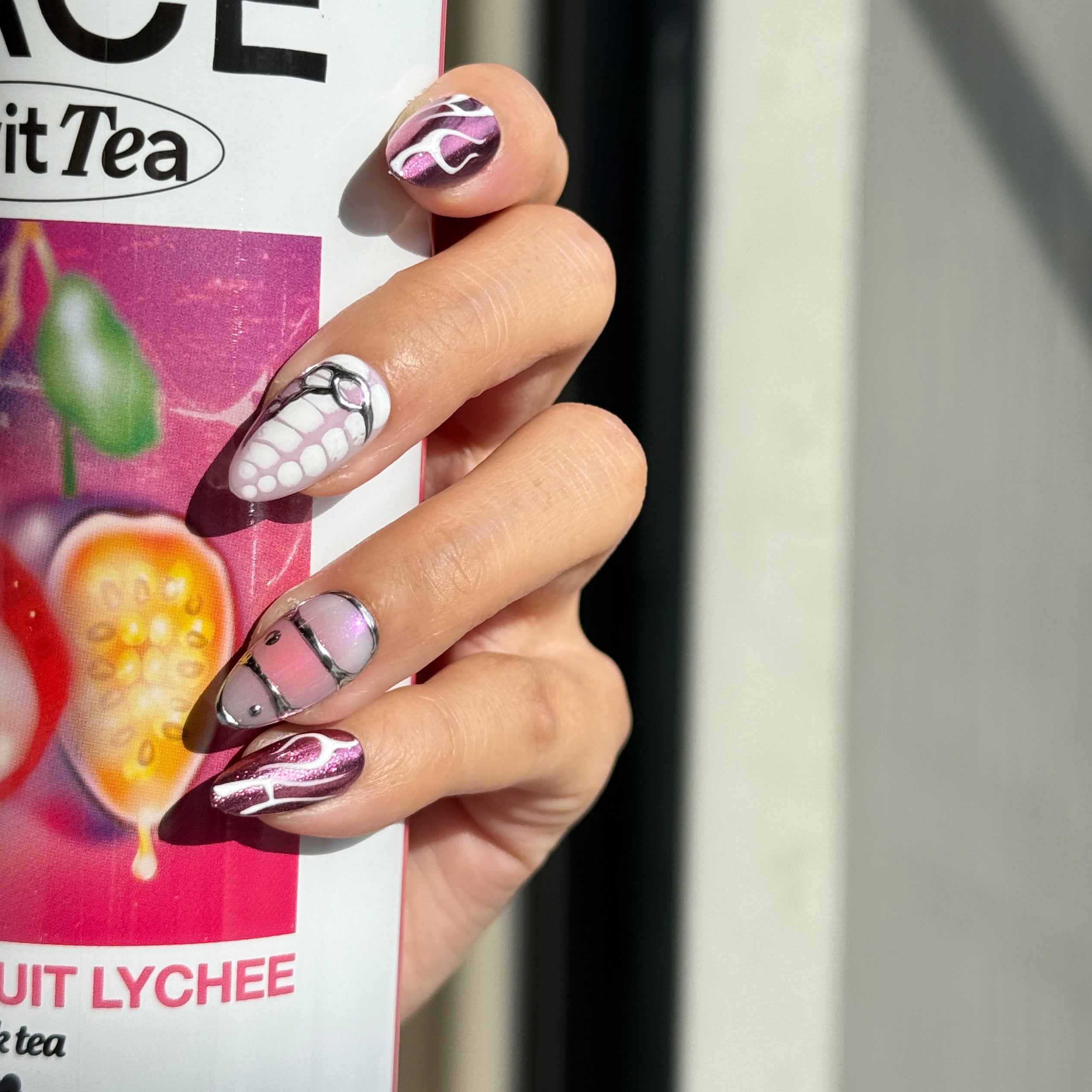 pink metallic nails
